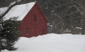 Barn in snow